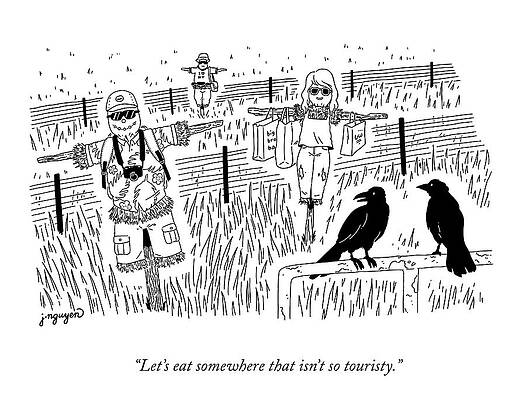 Tourist Scarecrow Scene Drawing