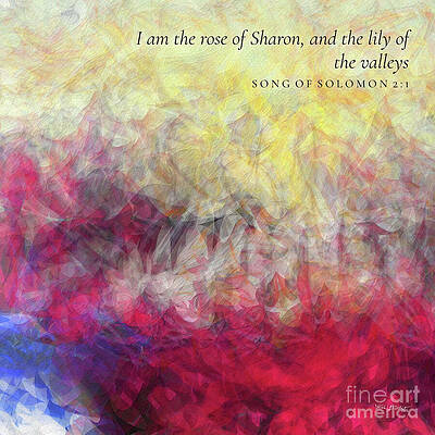 Wall Art featuring the painting Song Of Solomon 2 1 Bible Verse Wall Art, I Am The Rose Of Sharon by Mark Lawrence