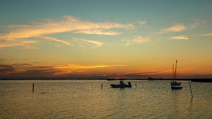 Boats at Golden Sunset Photograph