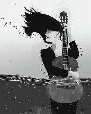 Music Digital Art - Sound Waves In Black And White by Nikki Marie Smith