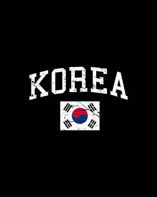 South Wall Art featuring the digital art South Korea Retro Korean Seoul Hanguk by Flippin Sweet Gear