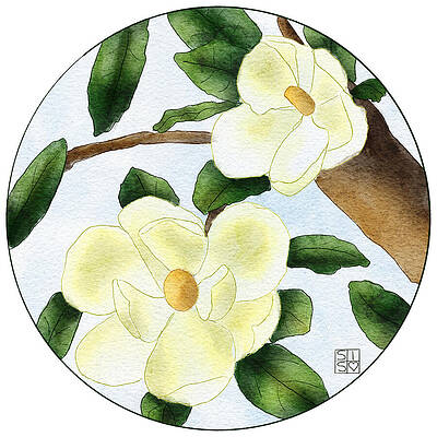 Flower Wall Art featuring the digital art Southern Magnolias by Snow Iris Studio