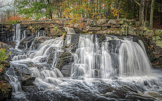 Tranquil Waterfall in Autumn Forest Wall Art