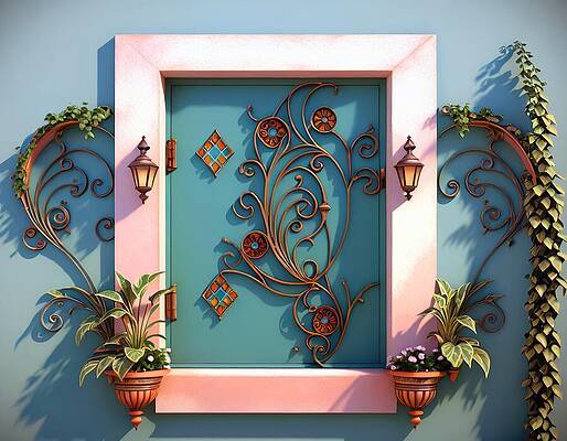 Whimsical Digital Art - Speakeasy Password Door by Eris And AI