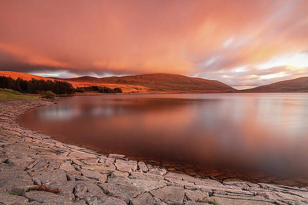 Sunset Photograph - Spelga Reservoir Sunset, Mourne Mountains by Adrian Hendroff