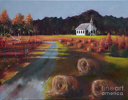 Painting - Spiritual Harvest - Levi Chapel - Hay Bales by Jan Dappen