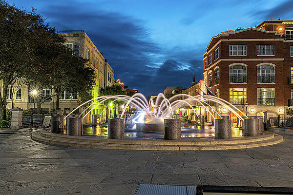 South Carolina Wall Art featuring the photograph Splash Fountain At Charleston Ravenel Waterfront Park by Douglas Wielfaert
