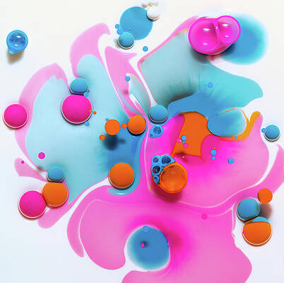 Abstract Wall Art featuring the photograph Splash Of Neon Colors And Bubbles by Elvira Peretsman