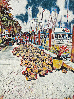 Florida Wall Art featuring the digital art Sponge Docks Tarpon Springs by Antonios Valamontes