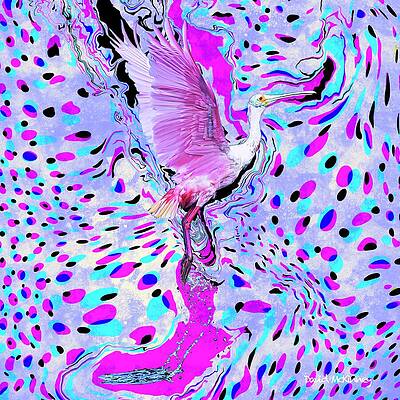 Bird Wall Art featuring the painting Spoonbill Abstract by David McKinney
