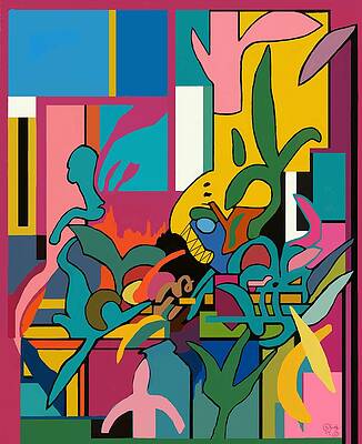 Geometric Painting - Spring Day by Sonja Kraft