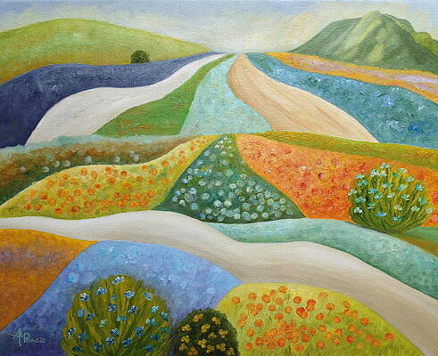 Wall Art featuring the painting Springtime Bustle by Angeles M Pomata