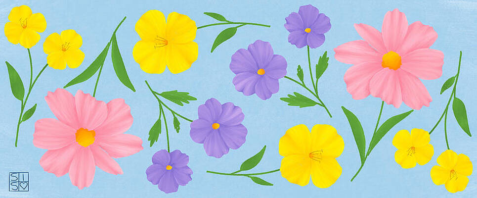 Flower Wall Art featuring the digital art Springtime Flowers by Snow Iris Studio