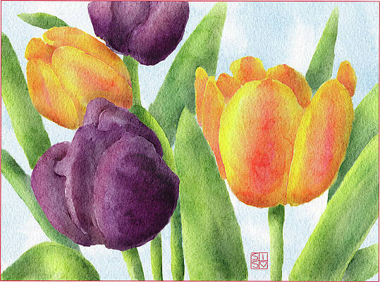 Flower Wall Art featuring the digital art Springtime Tulips by Snow Iris Studio