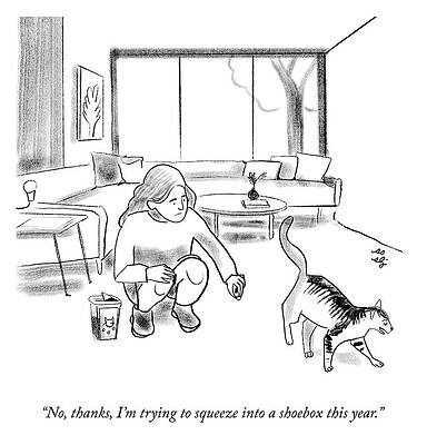 Living Room Wall Art featuring the drawing Squeeze Into A Shoebox by Sophie Lucido Johnson and Sammi Skolmoski