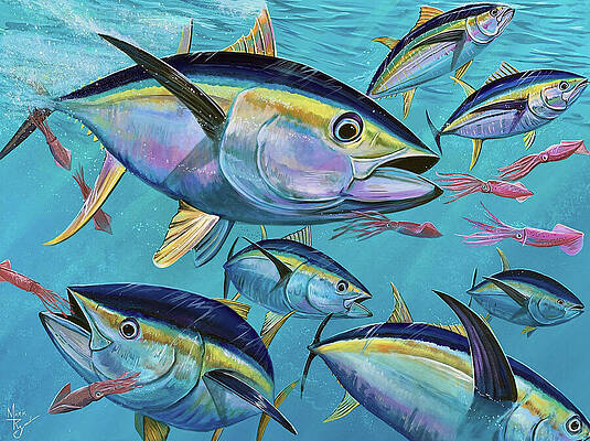Tuna Painting - Squid Busters by Mark Ray