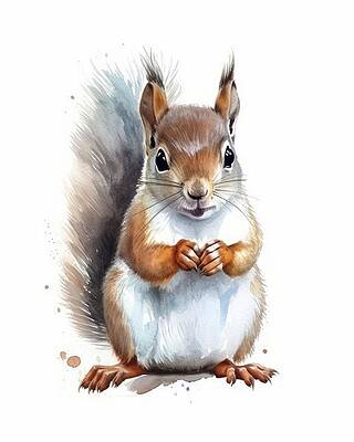 Wall Art featuring the painting Squirrel - Nature's Acrobat by Land of Dreams