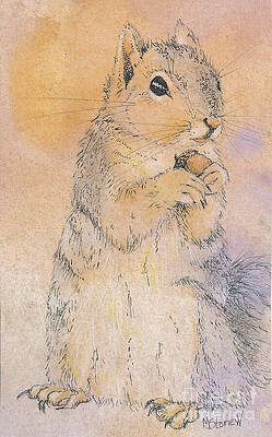 Wall Art featuring the painting Squirrel Nut by Marie Stone-van Vuuren