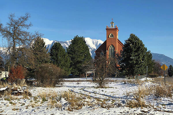 Winter Wall Art featuring the photograph St. Ignatius Mission, Montana by Tatiana Travelways