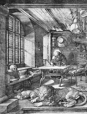 Modern Wall Art featuring the drawing St. Jerome In His Study By Albrecht Durer by The Luxury Art Collection