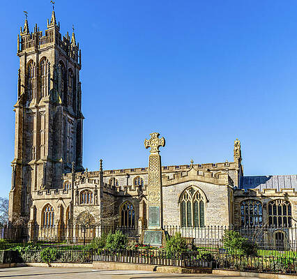 Historic Church and Celtic Cross Photograph