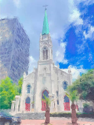 Painting - St Joseph Cathedral Baton Rouge by Gary Arnold