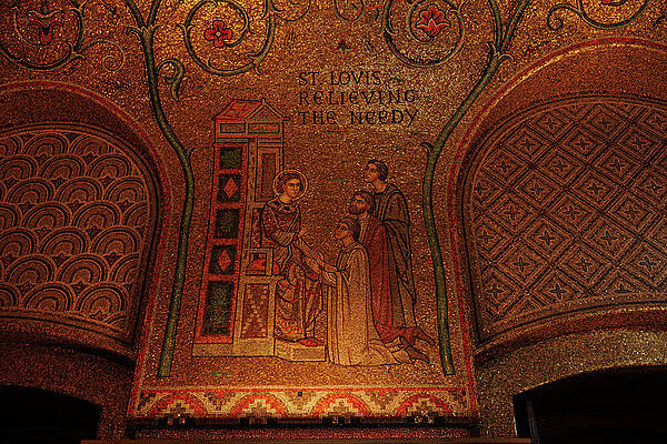Wall Art featuring the photograph St Louis Relieving The Needy Mosaic In Gold by Robert Niemeier
