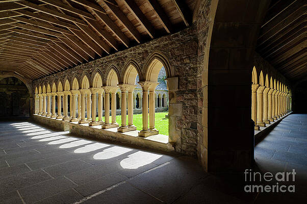 Wall Art featuring the photograph St Marys Abbey Cloisters, Isle Of Iona, Inner Hebrides, Scotland by Neale And Judith Clark
