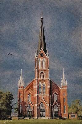 Wall Art featuring the painting St Mary's, Riverside Iowa by Jeffrey Kolker