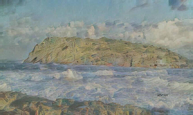 Landscape Digital Art - St Nicholas Island Mochlos Crete by Antonios Valamontes
