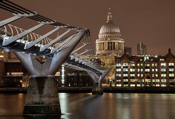 St Paul's Cathedral Along The Length Of Millennium Bridge Print