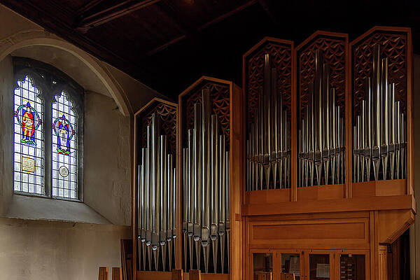 Church Organ and Stained Glass Window Wall Art