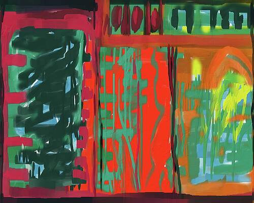 Abstract Wall Art featuring the painting Stained Glass by Sonja Kraft