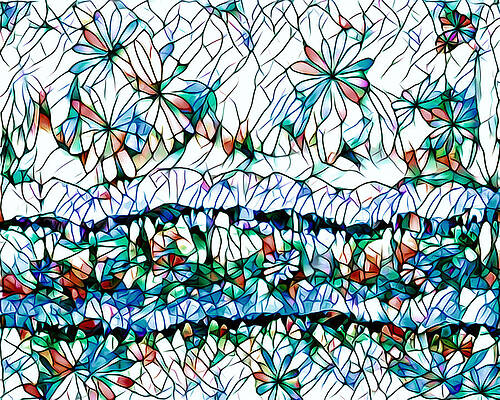 Wall Art featuring the digital art Stained Glass With Flowers by Alison Frank