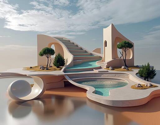 Sky Digital Art - Stairs At The Edge by Eris And AI