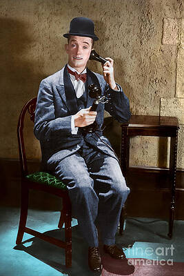 Funny Wall Art featuring the digital art Stan On The Phone by Franchi Torres