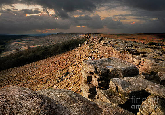 Dramatic Photograph - Stanage Edge Stormy Sky, Peak District, Derbyshire, England by Neale And Judith Clark