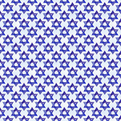 Pattern Mixed Media - Star Of David, Blue-Violet Watercolor by Elizabeth Reich