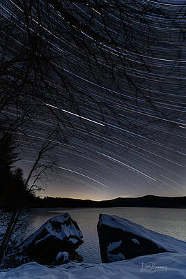 Winter Photograph - Star Trails Over Harriman Reservoir #5644 by Dan Beauvais