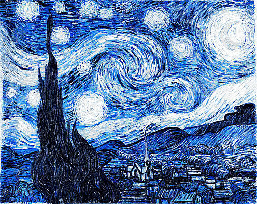 Starry Night Sky Over Village Digital Art