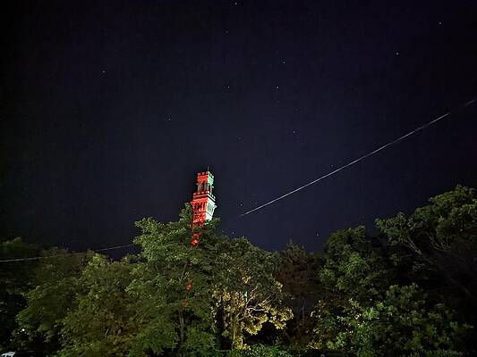 Wall Art featuring the photograph Starry Night Over Pilgrim Monument by Annalisa Rivera-Franz