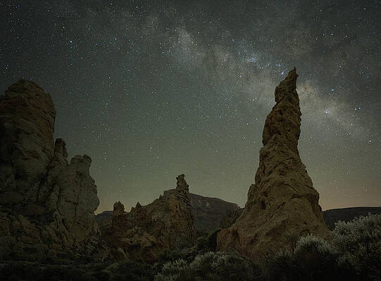 Photograph - Starry Skies Above Tenerife's Volcanic Spires by Charnwood Photography Fine Art