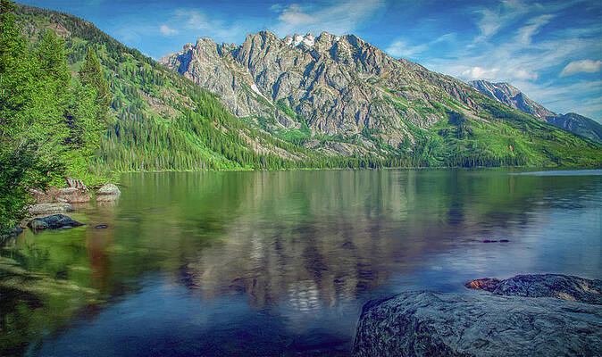Natural Photograph - Starting The Day At Jenny Lake by Marcy Wielfaert