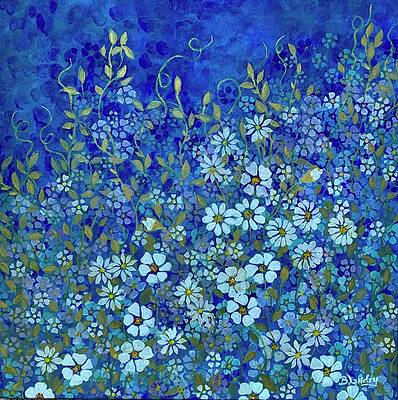 Wall Art featuring the painting Stencil Me  Blue by Barbara Landry