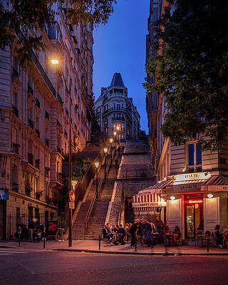 Evening on Montmartre Stairs Wall Art