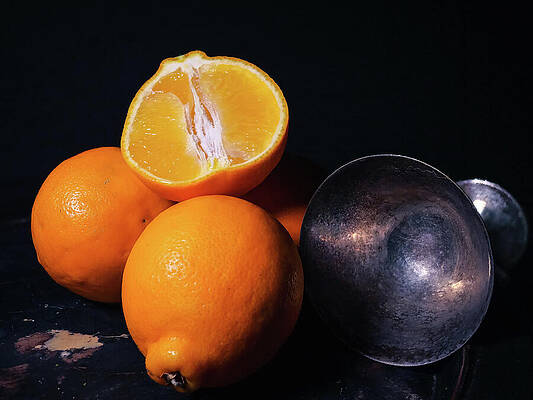 Vintage Photograph - Still Life - Oranges And Wine by Robert Niemeier