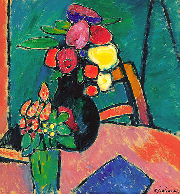 Nature Wall Art featuring the painting Still Life With Flowers By Alexej Von Jawlensky by The Luxury Art Collection