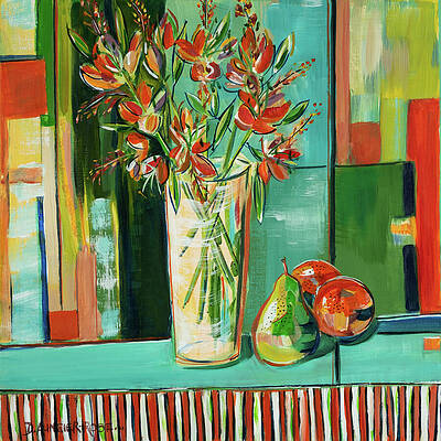 Vibrant Floral and Fruit Composition Wall Art