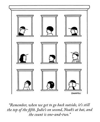 Baseball Fans Waiting Indoors Drawing