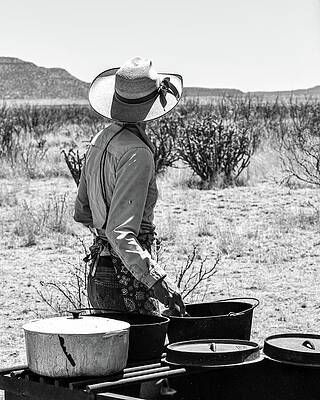 Cowboy Wall Art featuring the photograph Stirring The Gravy, Watching For Cowboys by Alden White Ballard